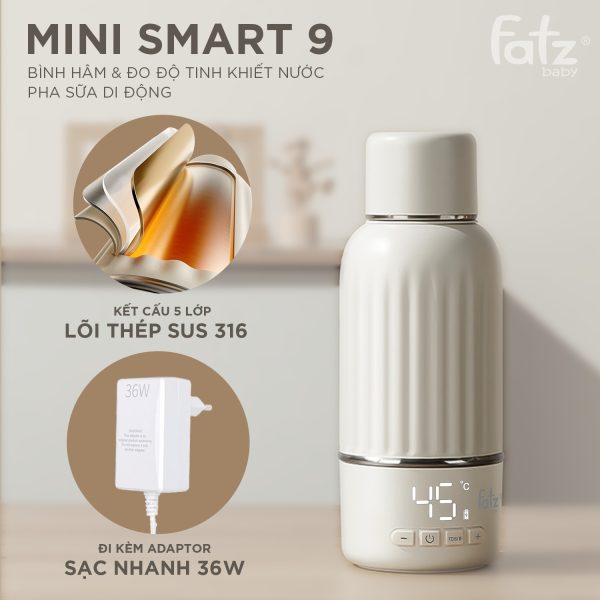 Bình hâm và đo độ tinh khiết nước pha sữa di động Mini Smart 9 - Hình ảnh 4