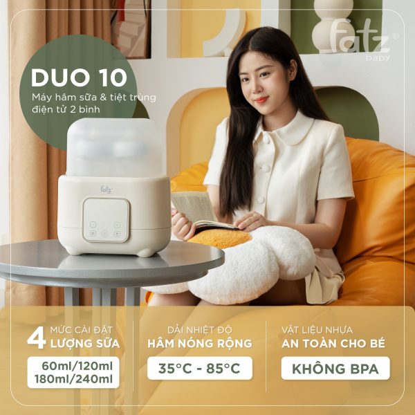 Máy hâm sữa và tiệt trùng điện tử 2 bình Duo 10 - FB3211BK - Hình ảnh 3