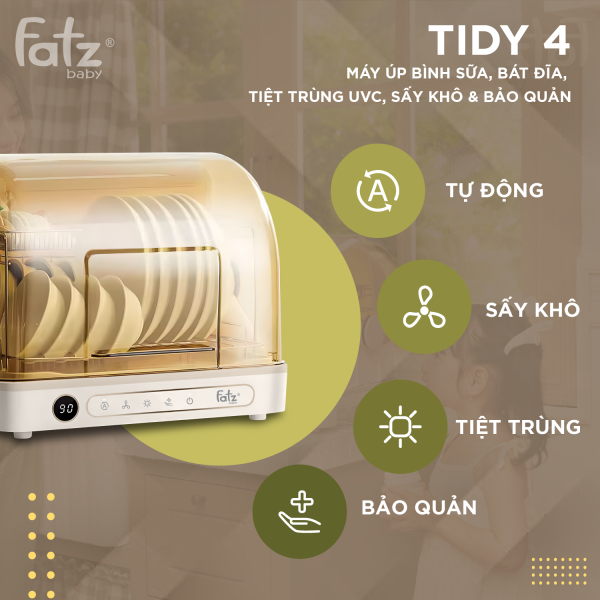 Máy úp bình sữa, bát đĩa, tiệt trùng UVC, sấy khô & bảo quản Tidy 4 - Hình ảnh 11