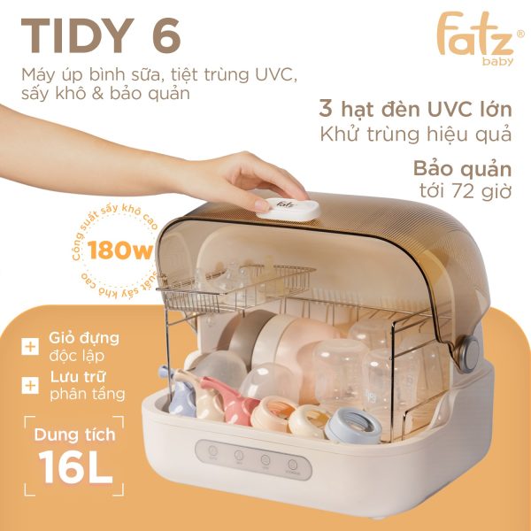 Máy úp bình sữa, tiệt trùng UVC, sấy khô và bảo quản Tidy 6 - Hình ảnh 3