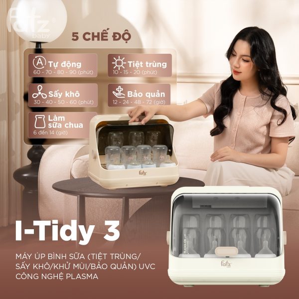 Máy úp bình sữa (tiệt trùng/sấy khô/khử mùi/bảo quản) UVC công nghệ PLASMA i-Tidy 3 - Hình ảnh 3