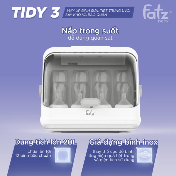 Máy úp bình sữa, tiệt trùng UVC, sấy khô và bảo quản Tidy 3 - Hình ảnh 4